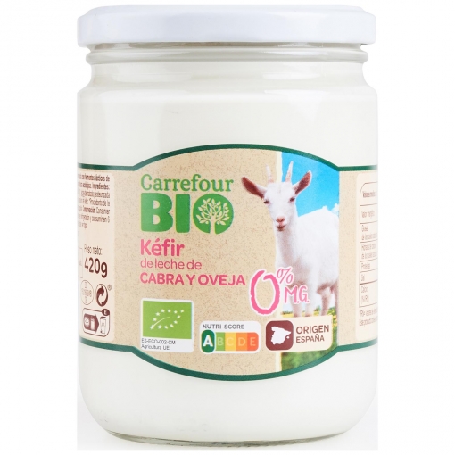 Kéfir de leche de cabra y oveja desnatado ecológico Carrefour Bio 420 g.