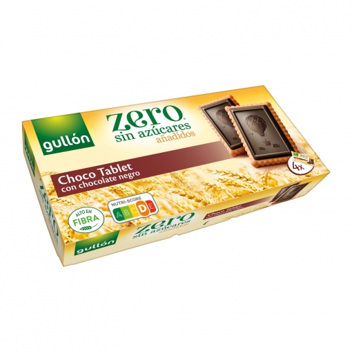 Galleta choco tablet con chocolate negro sin azúcares añadidos Zero Gullón 150 g.