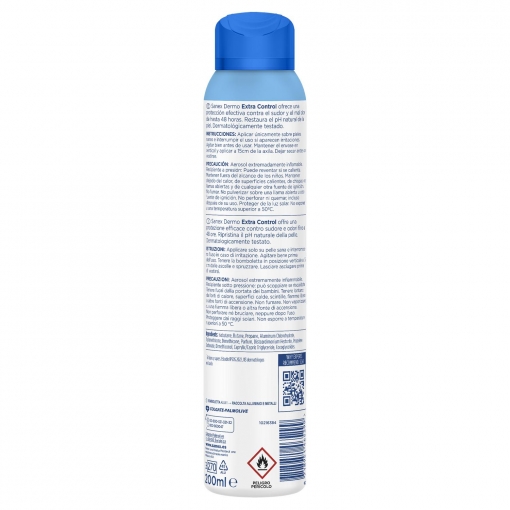 Desodorante en spray dermo extra control 48h pH Balance Sanex 200 ml.