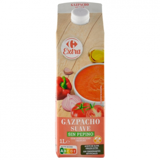 Gazpacho suave sin pepino Extra Carrefour sin gluten 1 l.