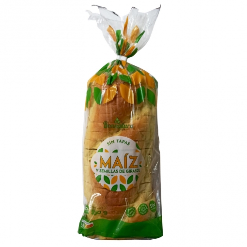 Pan de molde especial de maíz con pipas de girasol Bonnatura sin lactosa 500 g. 
