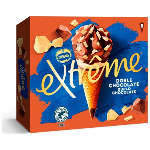 Conos con helado de tres chocolates Extreme Nestlé 6 ud.