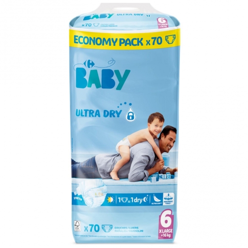 Impedir Santuario Respetuoso del medio ambiente Pañales Carrefour Baby Ultra Dry Talla 6 (+16 kg) 70 ud. | Carrefour  Supermercado compra online
