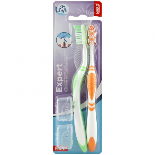 Cepillo de dientes duro cerdas cruzadas Carrefour Soft 2 ud.