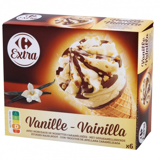 Conos con helado de vainilla Carrefour Extra 6 ud.