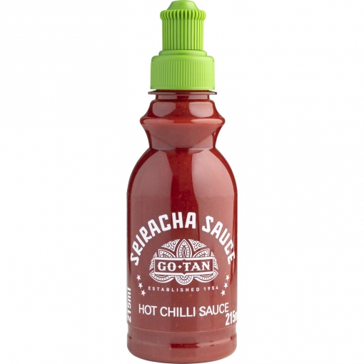 Salsa de chile picante Sriracha Go-Tan botella 215 ml.