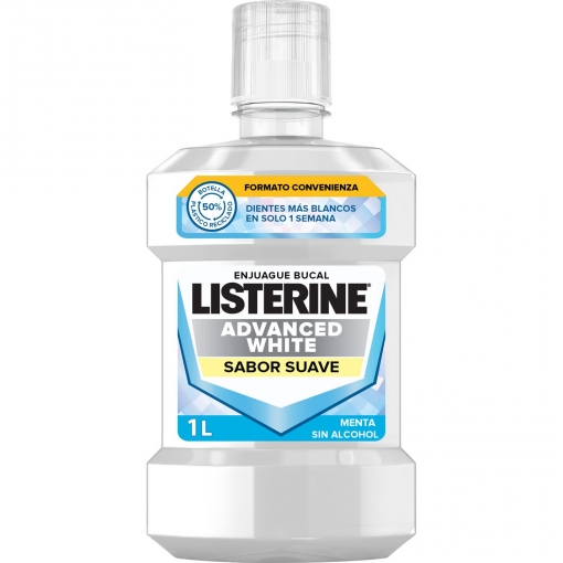 Enjuague bucal advance white menta sabor suave sin alcohol Listerine 1 l.