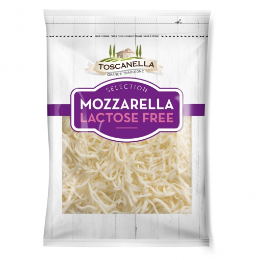 Queso rallado mozzarella Toscanella sin lactosa 150 g.