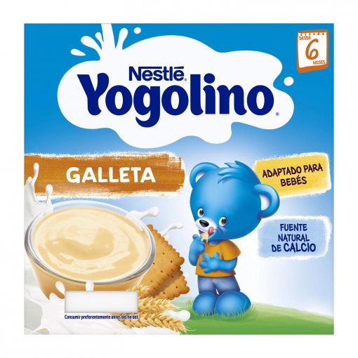 Postre lácteo de galleta desde 6 meses Nestlé Yogolino pack de 4 unidades de 100 g