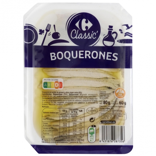 Boquerones Carrefour sin gluten 80 g.