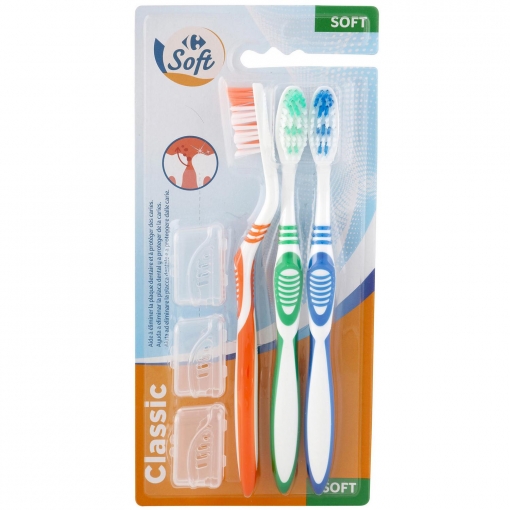 Cepillo de dientes suave Carrefour Soft 3 ud.