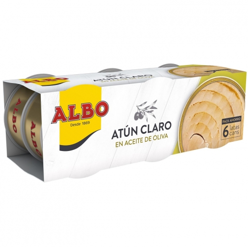 Atún claro en aceite de oliva Albo pack de 6 latas de 54 g.