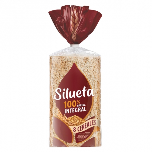 Pan de molde integral sin corteza 8 cereales Bimbo Silueta 450 g.