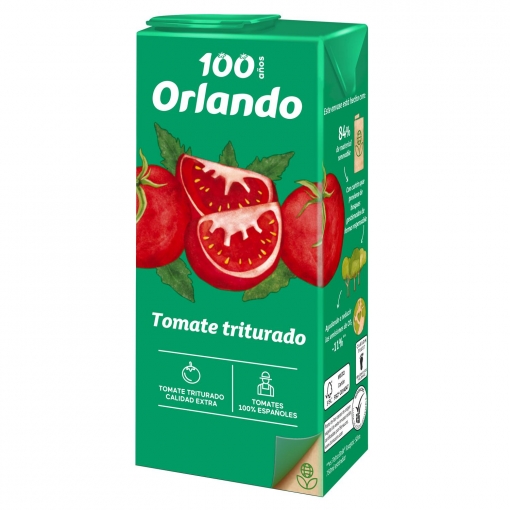 Tomate natural triturado extra Orlando sin gluten 800 g.