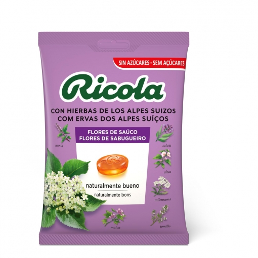Caramelos sabor flores de saúco sin azúcar Ricola 70 g.