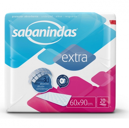 Protector absorbente Sabanindas Extra 60x90cm 20 ud.