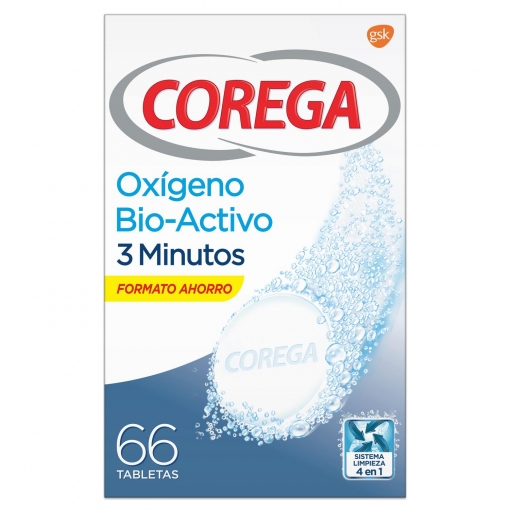 Tabletas limpiadoras para prótesis dentales Corega 66 ud.