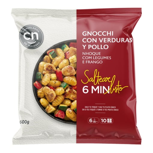 Gnocchi con verduras y pollo Cn Congelados de Navarra 600 g.