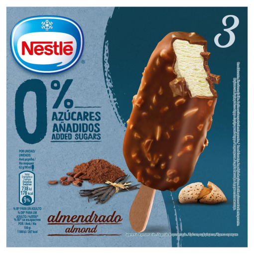 Bombón helado almendrado sin azúcares añadidos Nestlé 3 ud.