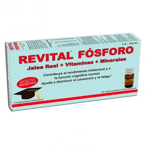 Fósforo complemento alimenticio Jalea real + vitaminas + minerales Revital 20 ampollas.