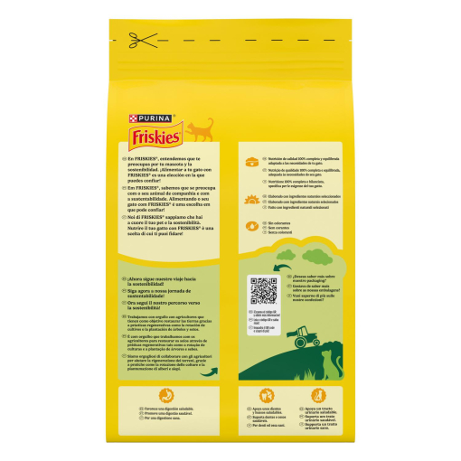 Pienso de buey y pollo con verduras para gato adulto Purina Friskies 1,5 kg.