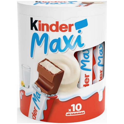 Barrita de chocolate con leche Kinder Maxi sin gluten 10 ud.