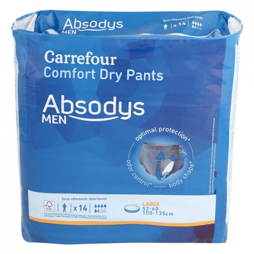 Pants de incontinencia absodys men Talla L Carrefour 14 ud.