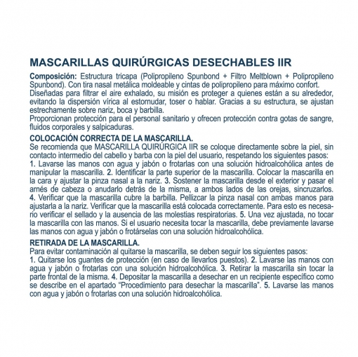 Mascarilla quirúrgica desechable tipo IIR negras para adulto Soft Carrefour pack de 50 ud.