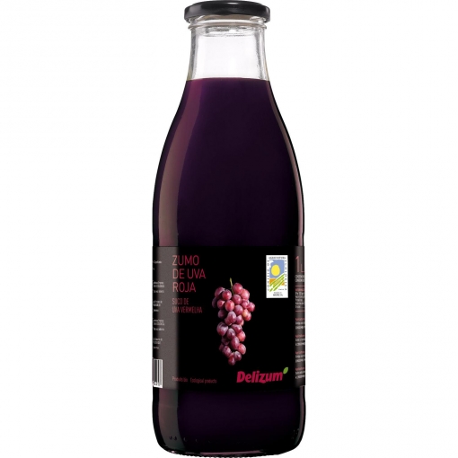 Zumo de uva roja ecológico Delizum botella 1 l.