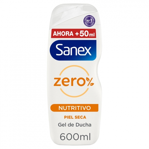 Gel de ducha nutritivo para piel seca Zero% Sanex 600 ml.
