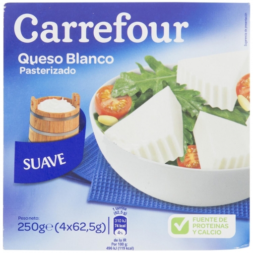 Queso fresco de Burgos Carrefour pack de 4 unidades de 62,5 g.