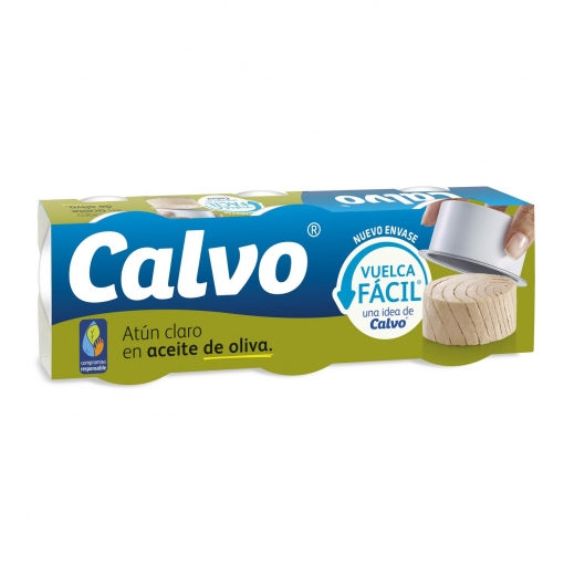 Atún claro en aceite de oliva Calvo pack de 3 unidades de 52 g.