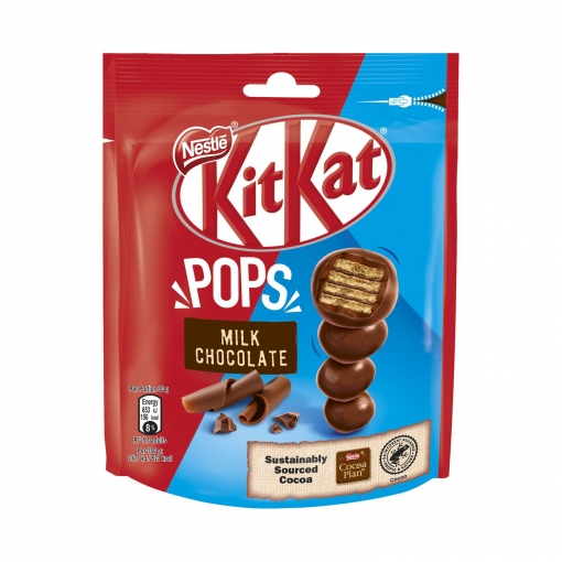 Bolitas de galleta crujiente cubiertas de chocolate con leche Nestlé Kit Kat Pops 140 g.