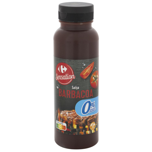 Salsa barbacoa Sensation Carrefour sin gluten y sin azúcar añadido envase 310 g.