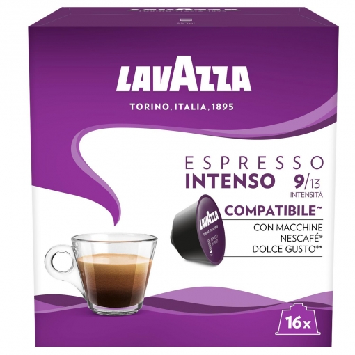 café espresso intenso en cápsulas Lavazza compatible con Nescafé Dolce Gusto 16 ud.