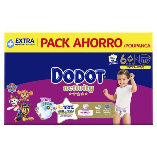 Pañales Dodot Activity T6 (14-19 kg) 117 ud.