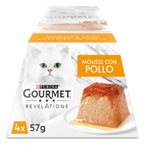 Comida húmeda sabor pollo para gato adulto Purina Gourmet 4x57 g.