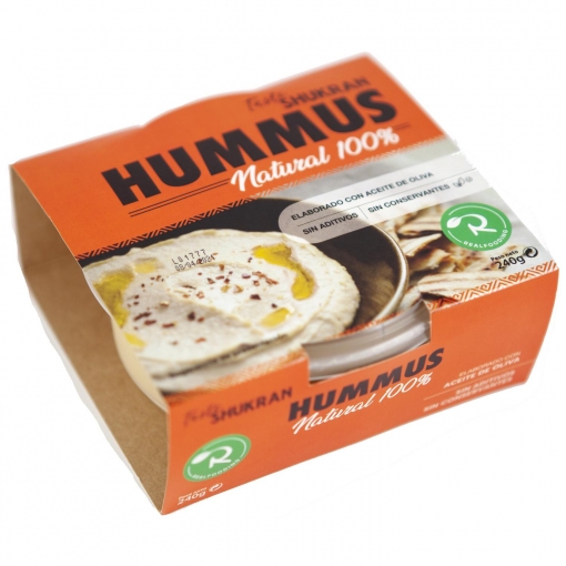 Hummus tradicional Taste Realfooding Shukran sin gluten sin lactosa 240 g.