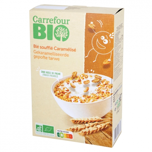 Trigo hinchado con miel ecológico Carrefour Bio 375 g.