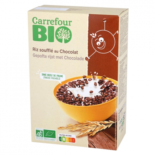 Arroz hinchado de chocolate Carrefour Bio 375 g.