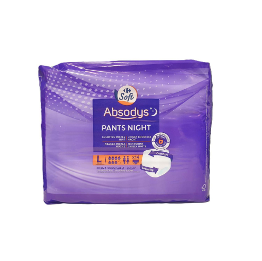 Compresas para incontinencia noche L Absodys Soft Carrefour 14 ud.
