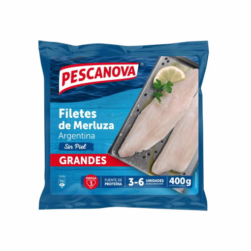 Filetes de merluza Argentina sin piel ultracongelados Pescanova 400 g.