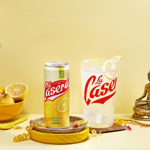 Gaseosa La Casera limón 0% calorías y azucares lata 33 cl.