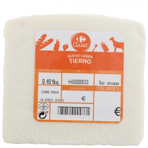 Queso de cabra tierno Carrefour 500 g aprox