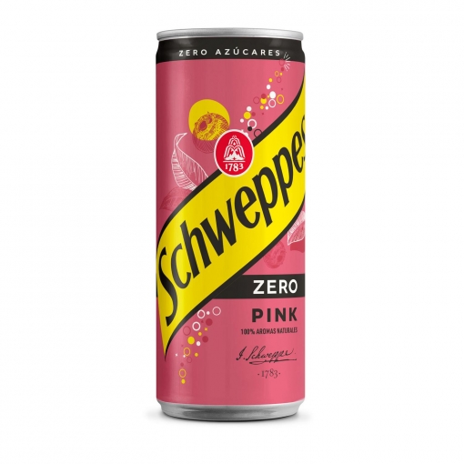Tonica pink zero Schweppes lata 33 cl.