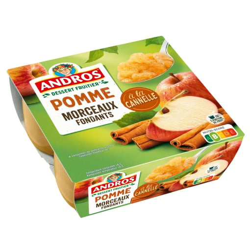 Especialidad de manzanas y canela con trozos Andros pack de 4 unidades de 100 g.