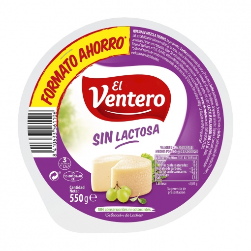 Queso de mezcla tierno El Ventero sin lactosa 550 g