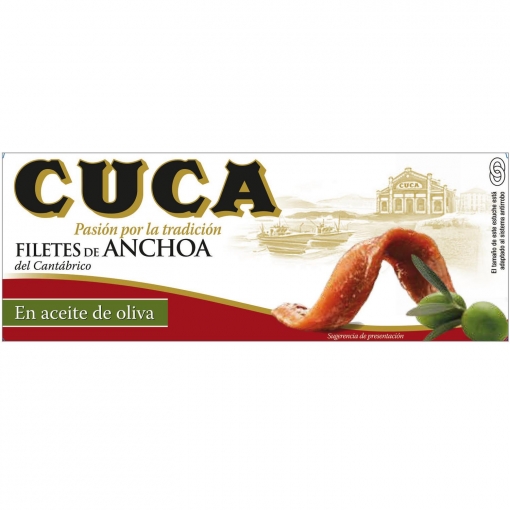 Filetes de anchoa del Cantábrico en aceite de oliva Cuca 29 g.