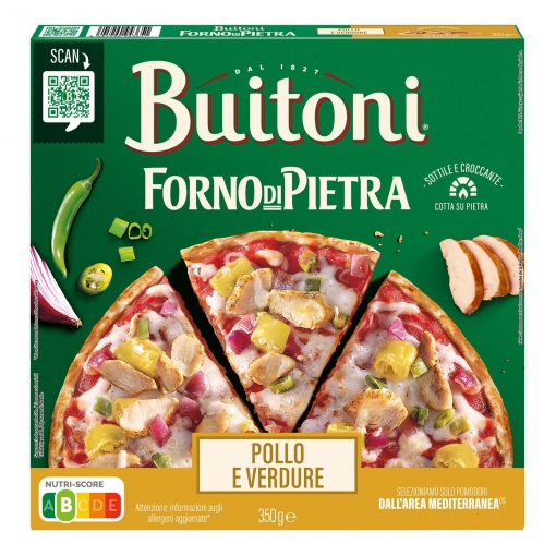 Pizza de pollo y verduras fina y crujiente Forno di Pietra Buitoni 350 g.