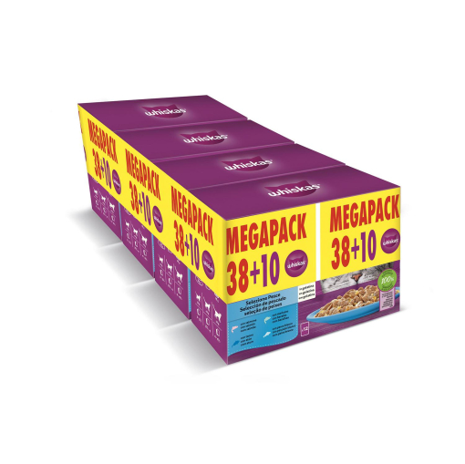 Comida húmeda en gelatina selección pescado para gato Whiskas 38x85 g